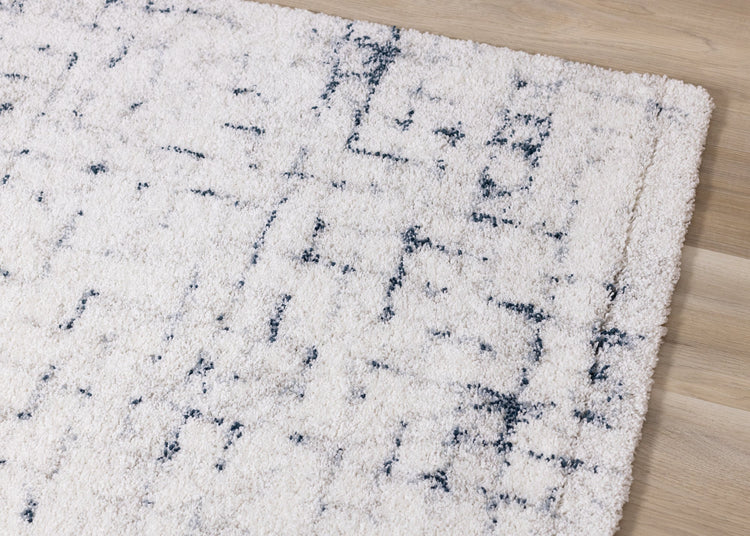 Sable Cream Blue Soft Grid Rug by Kalora Interiors