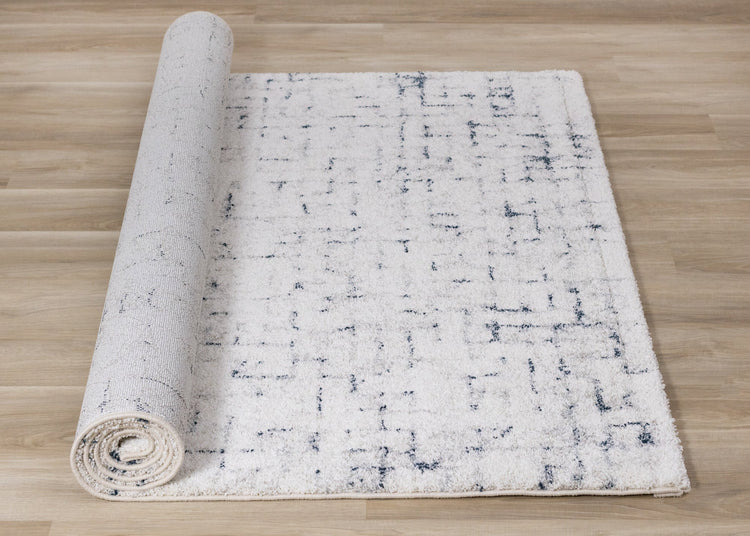 Sable Cream Blue Soft Grid Rug by Kalora Interiors