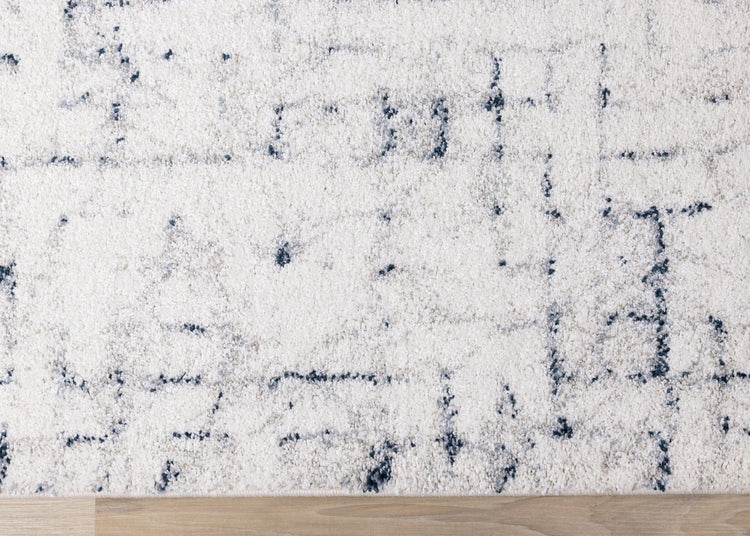 Sable Cream Blue Soft Grid Rug by Kalora Interiors