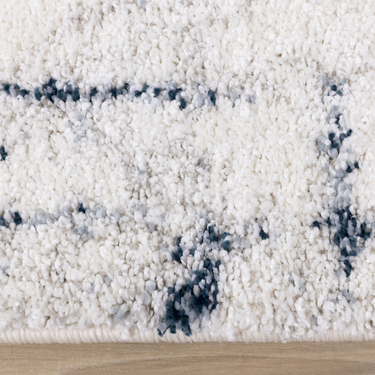 Sable Cream Blue Soft Grid Rug by Kalora Interiors