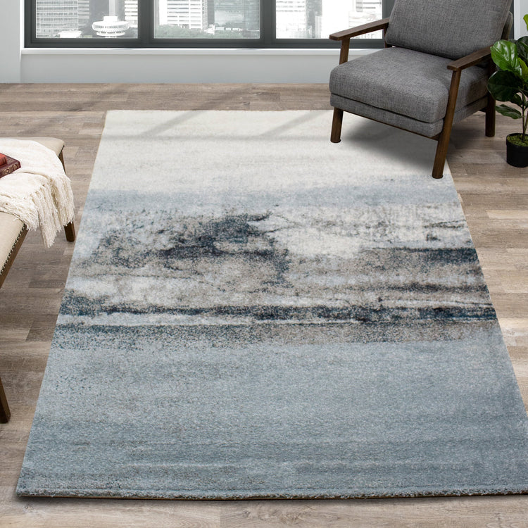 Sable Blue Cream Misty River Rug by Kalora Interiors