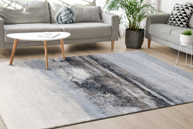 Sable Blue Cream Misty River Rug by Kalora Interiors