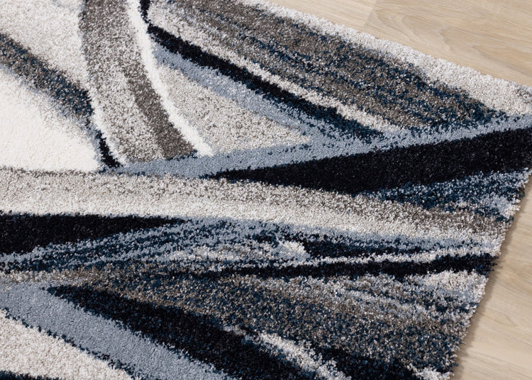 Sable Cream Blue Grey Botanical Frieze Rug by Kalora Interiors