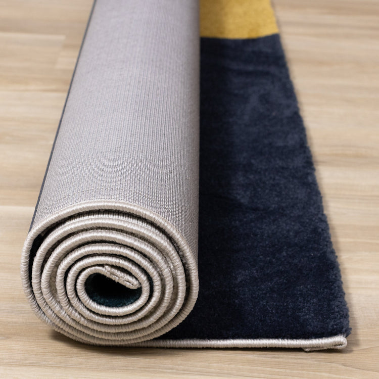 Safi Grey Blue Large Geometry Rug by Kalora Interiors