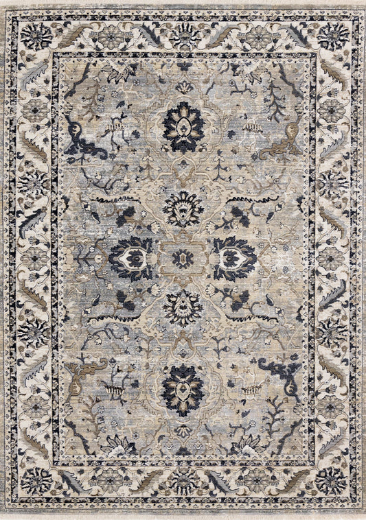 Alfombra tradicional Samira con borde azul crema de Kalora Interiors