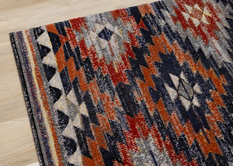 Sara Black Orange Bright Southwest Rug by Kalora Interiors