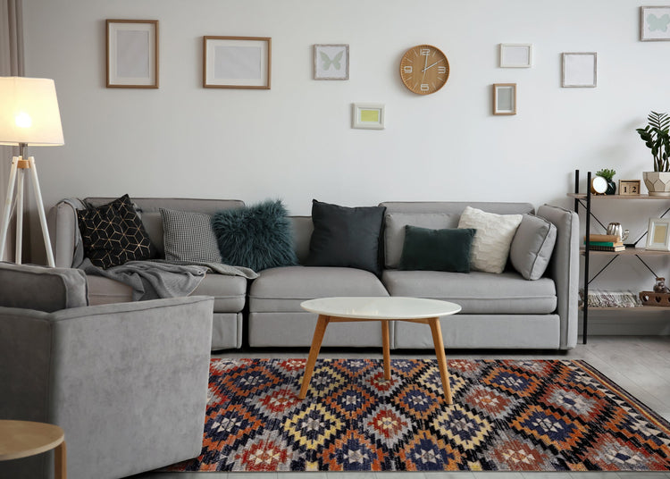 Sara Black Orange Bright Southwest Rug by Kalora Interiors