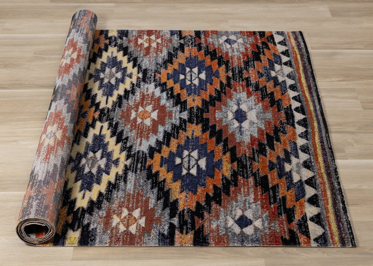 Sara Black Orange Bright Southwest Rug by Kalora Interiors