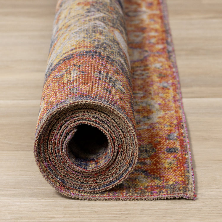 Sara Black Orange Ornate Border Rug by Kalora Interiors