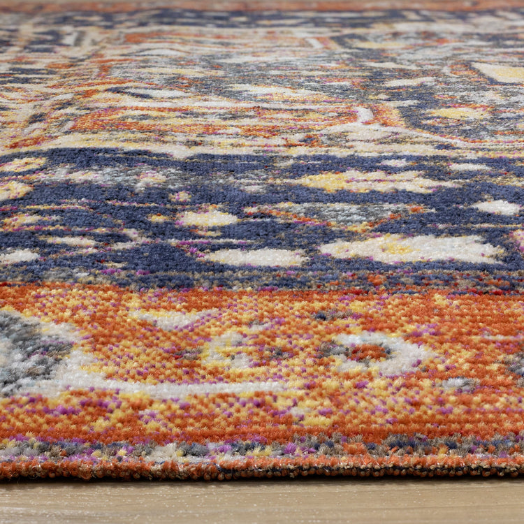 Sara Black Orange Ornate Border Rug by Kalora Interiors