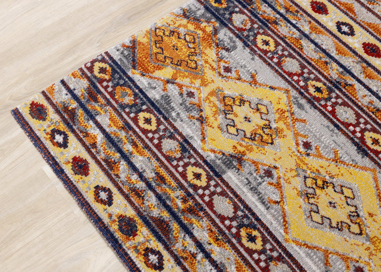 Sara Red Orange Yellow Southwestern Stripe Rug by Kalora Interiors