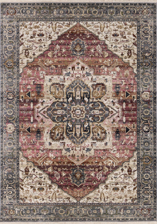 Serene Pink Cream Blue Elaborate Border Rug by Kalora Interiors