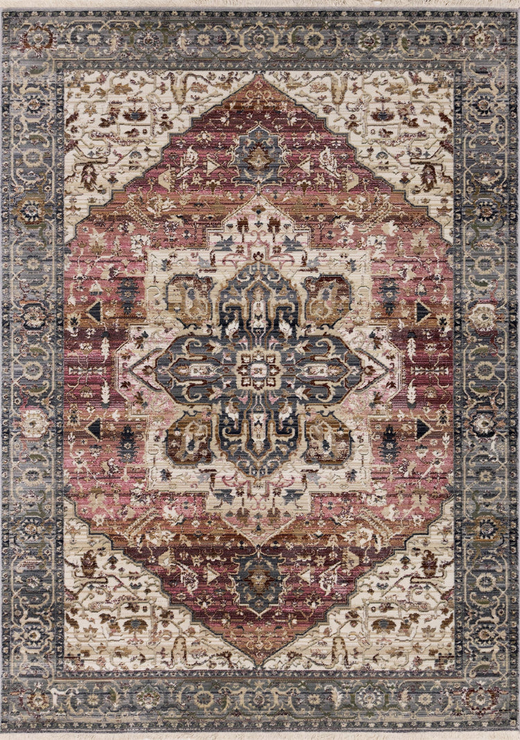 Serene Pink Cream Blue Elaborate Border Rug by Kalora Interiors