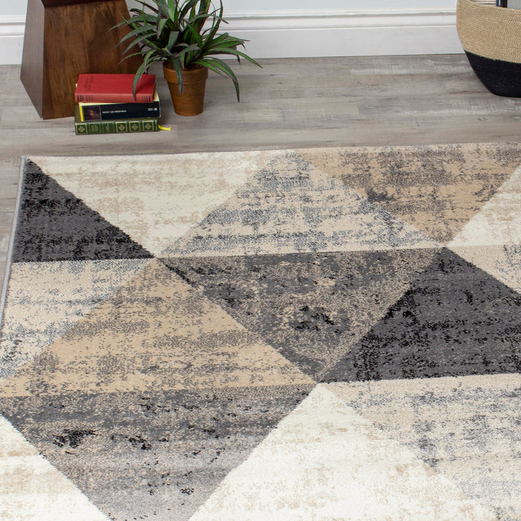 Siecle 16101_613 Cream Beige Triangles Area Rug by Novelle Home