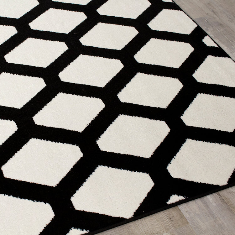 Siecle 16105_18 Cream Black Latticework Area Rug by Novelle Home