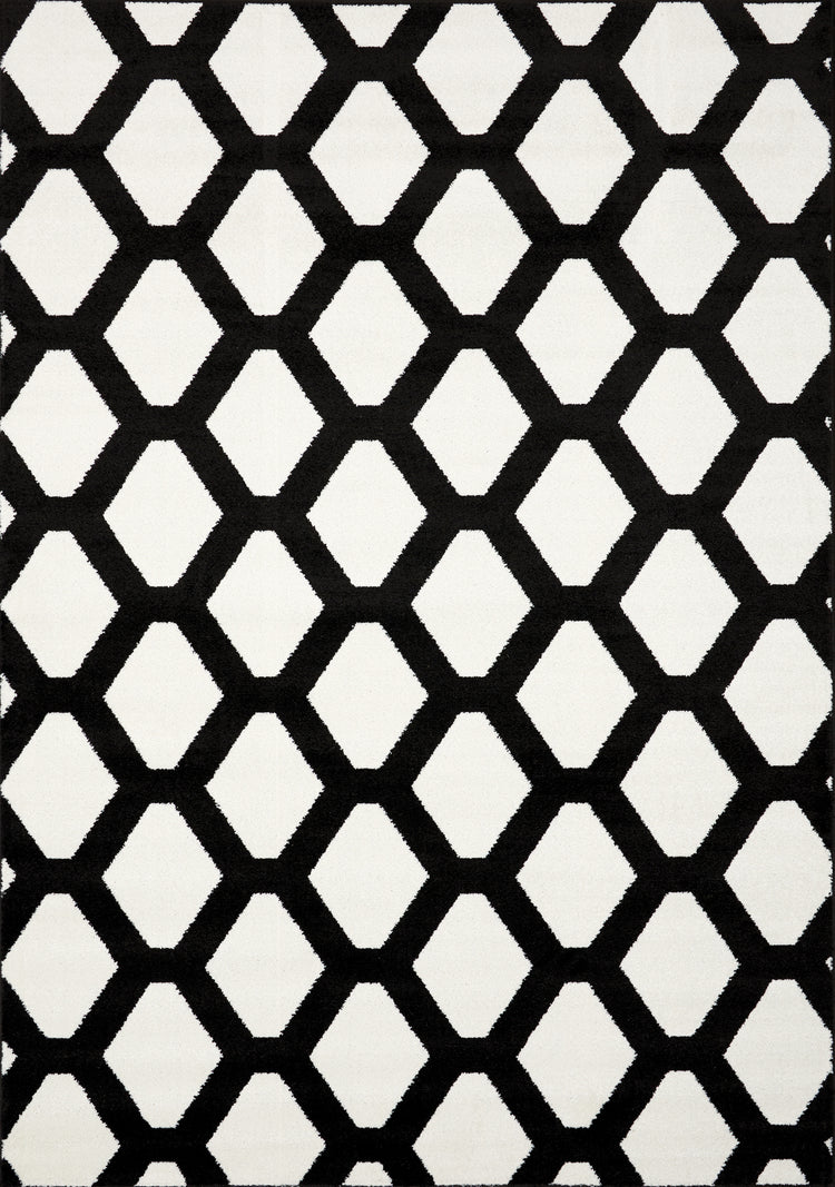 Siecle 16105_18 Cream Black Latticework Area Rug by Novelle Home