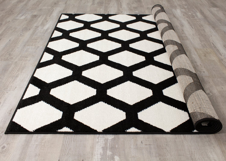 Siecle 16105_18 Cream Black Latticework Area Rug by Novelle Home