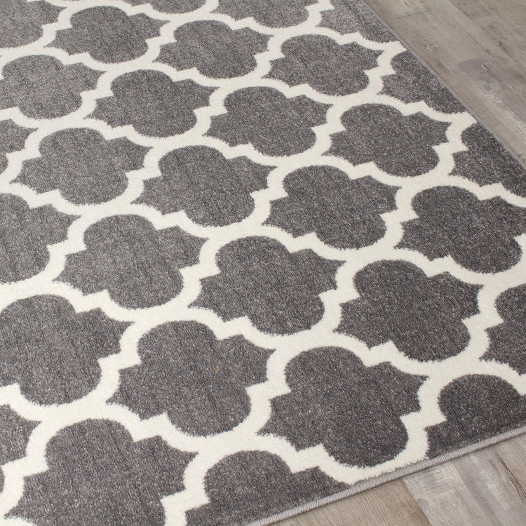 Siecle 16106_19 Grey Cream Ogee Pattern Area Rug by Novelle Home