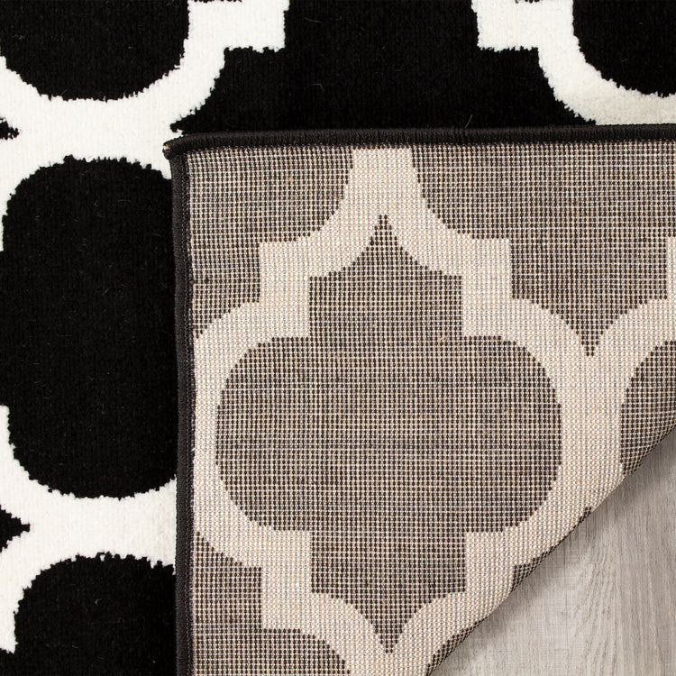 Siecle 16106_80 Black Cream Ogee Pattern Area Rug by Novelle Home