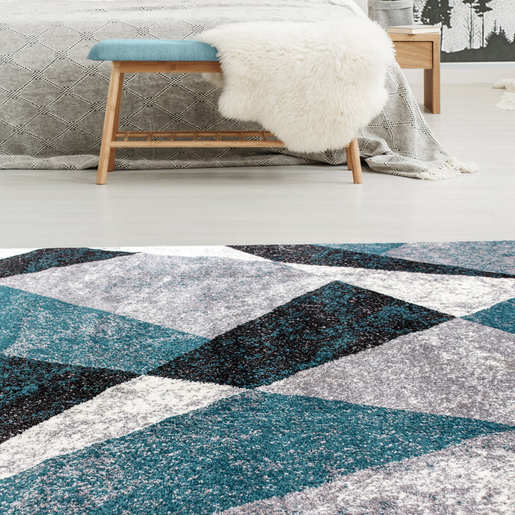 Siecle 16426_139 Grey Teal Triangles Area Rug by Novelle Home