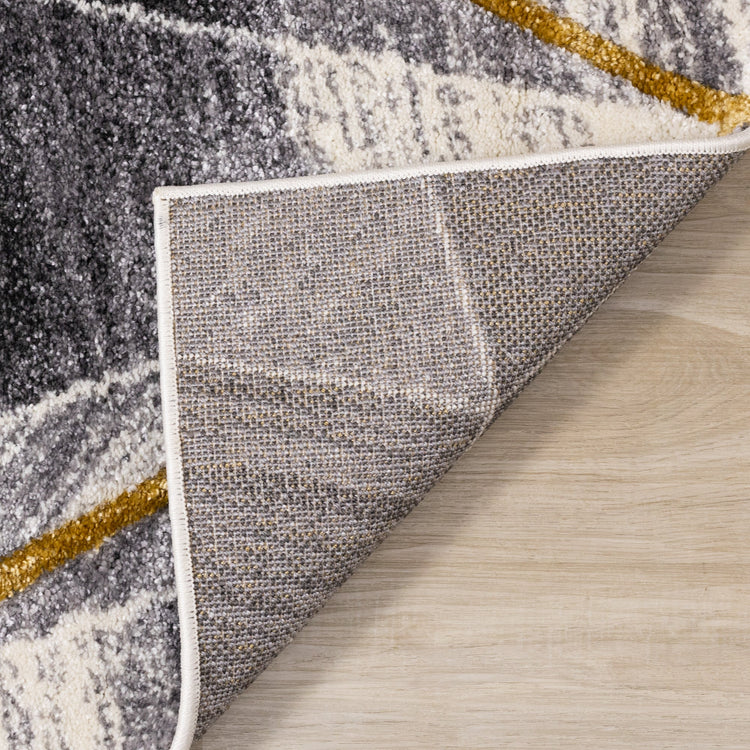 Soho Grey White Yellow Shaded Diamonds Rug by Kalora Interiors