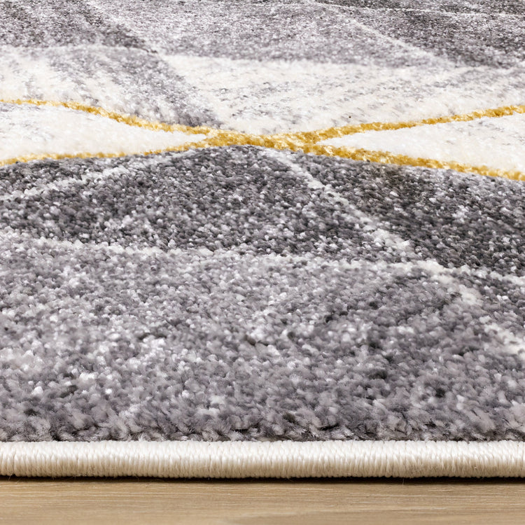 Soho Grey White Yellow Shaded Diamonds Rug by Kalora Interiors