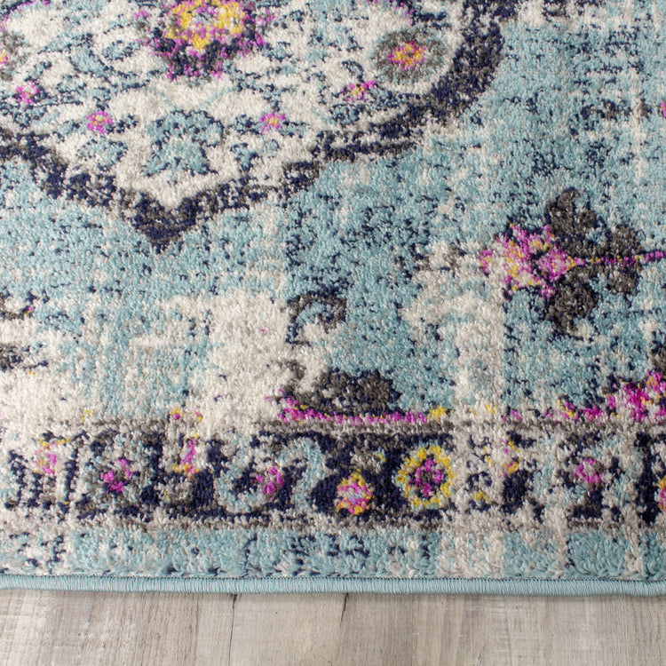 Sovereign B238_0848 Blue Purple Flower Bud Oriental Style Area Rug by Novelle Home