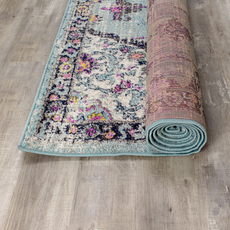 Sovereign B238_0848 Blue Purple Flower Bud Oriental Style Area Rug by Novelle Home