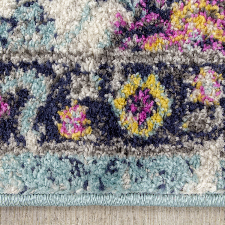 Sovereign B238_0848 Blue Purple Flower Bud Oriental Style Area Rug by Novelle Home