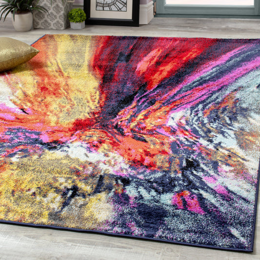 Sovereign B916_0686 Pink Red Yellow Volcano Area Rug by Novelle Home