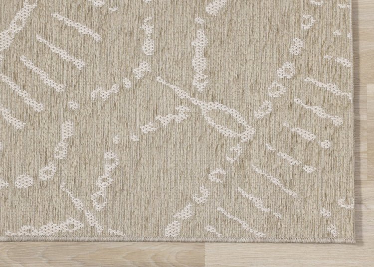 Vista Beige Cream Intricate Suns Indoor/Outdoor Rug by Kalora Interiors