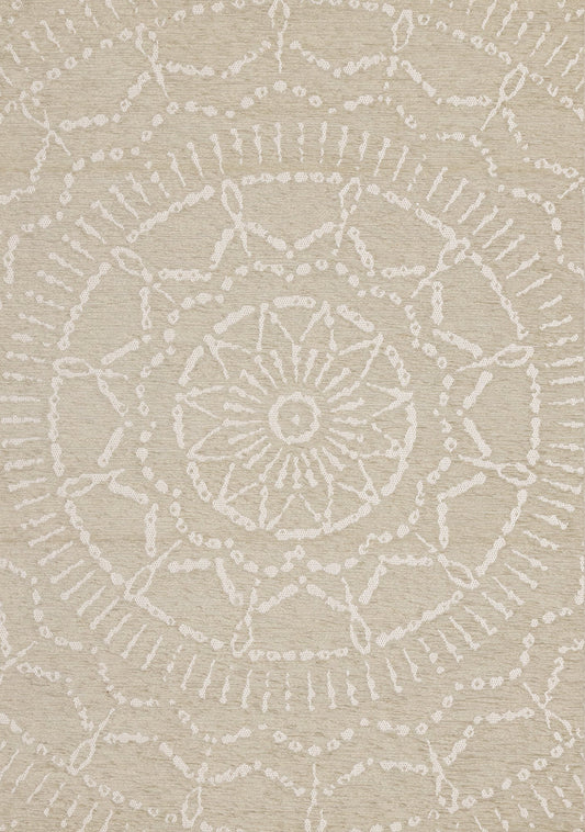 Vista Beige Cream Intricate Suns Indoor/Outdoor Rug by Kalora Interiors