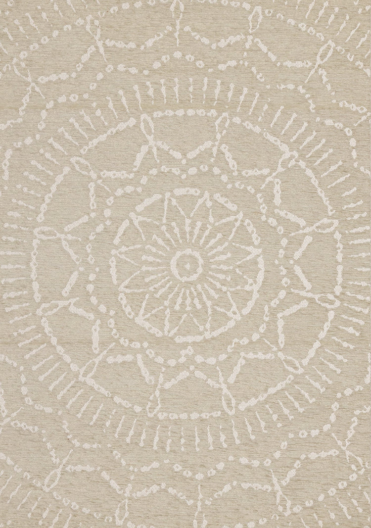 Vista Beige Cream Intricate Suns Indoor/Outdoor Rug by Kalora Interiors