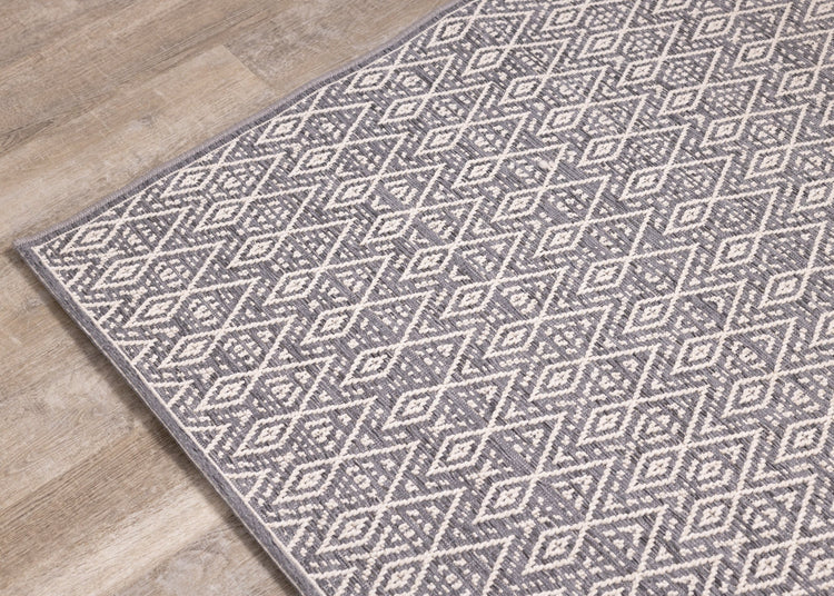 Vista Grey Cream Tribal Indoor/Outdoor Rug by Kalora Interiors