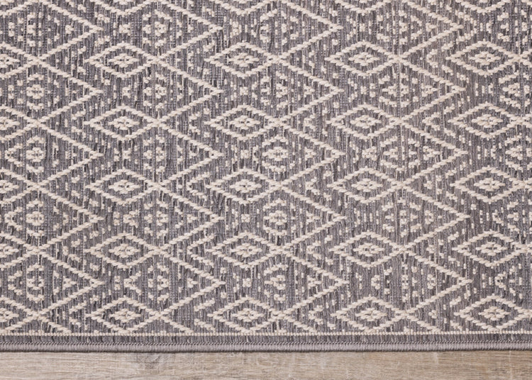 Vista Grey Cream Tribal Indoor/Outdoor Rug by Kalora Interiors