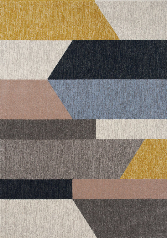 Alfombra Safi Cream Yellow Blue Multicolour Bands de Kalora Interiors
