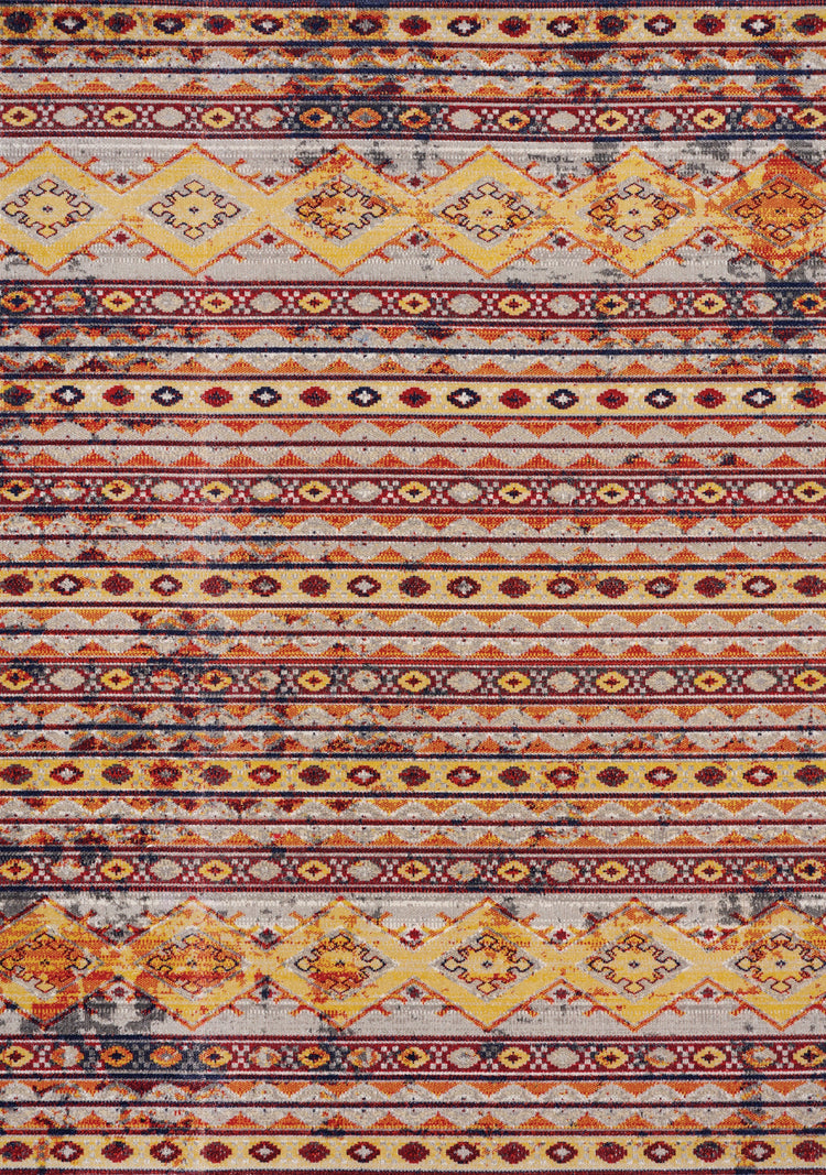 Sara Red Orange Yellow Southwestern Stripe Rug by Kalora Interiors