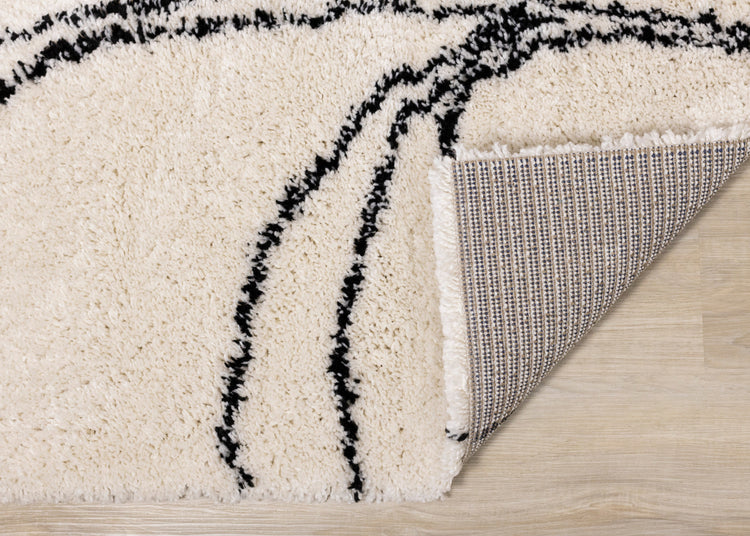 Maroq Cream Brown Grey Sprouting Vine Shag Rug by Kalora Interiors