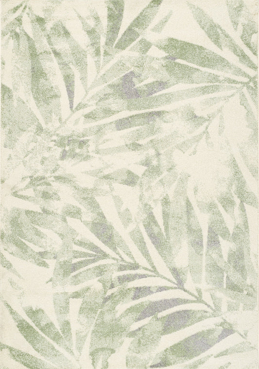 Focus Cream Green Palm Branch Rug by Kalora Interiors
