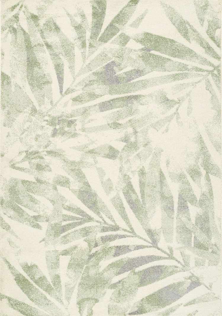 Focus Cream Green Palm Branch Rug by Kalora Interiors