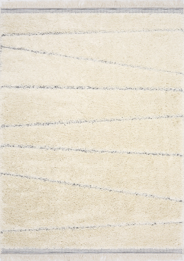 Novato Cream Grey Asymmetrical Lines Rug by Kalora Interiors