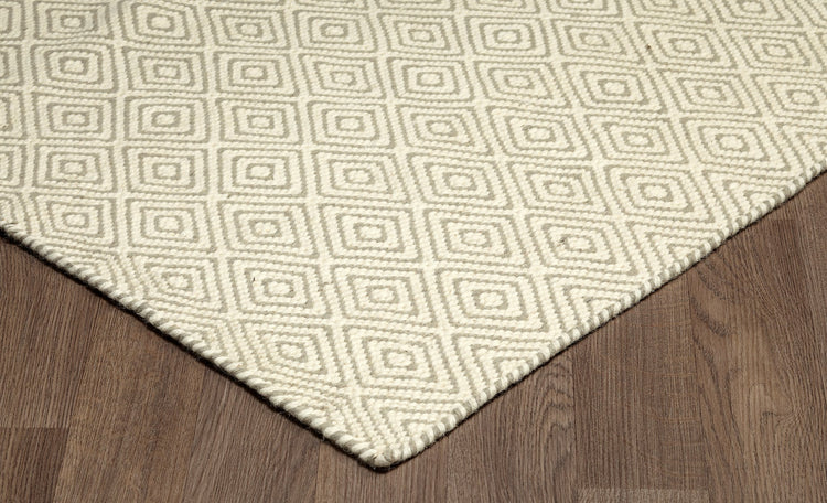 Chicago CHI-ISGR Flat Weave Reversible Wool Rug Marfil/Plata/Gris Area Rug By Viana Inc