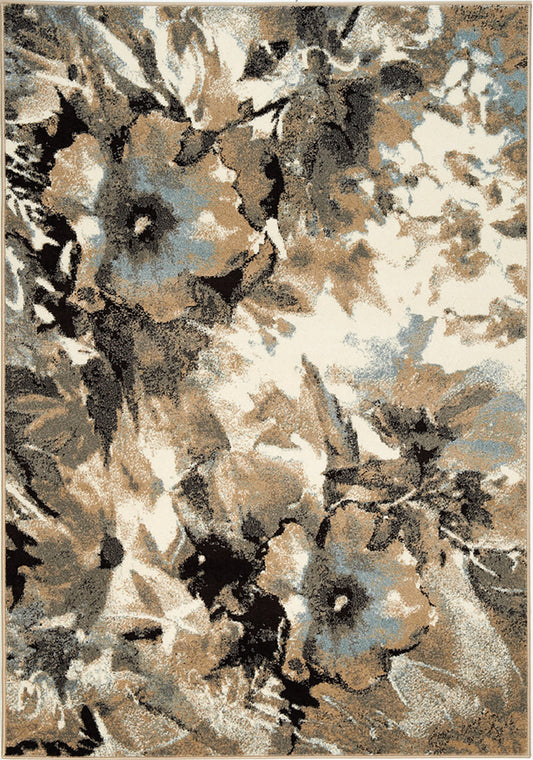 Casa Cream Brown Botanical Rug by Kalora Interiors