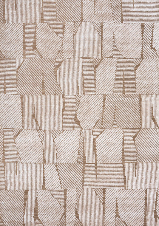 Darcy Cream Brown Distressed Corduroy Plush Rug by Kalora Interiors
