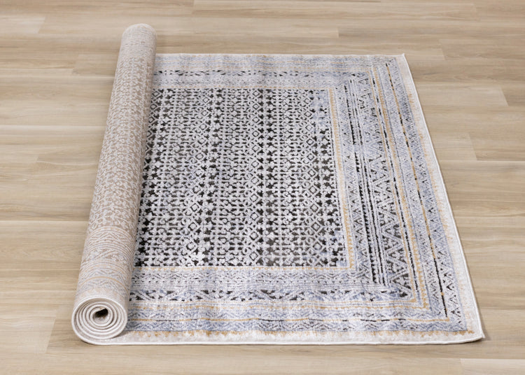 Darcy Blue Grey Brown Iridescent Traditional Plush Rug by Kalora Interiors