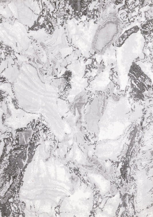 Alfombra Intrigue en espiral de mármol gris blanco de Kalora Interiors