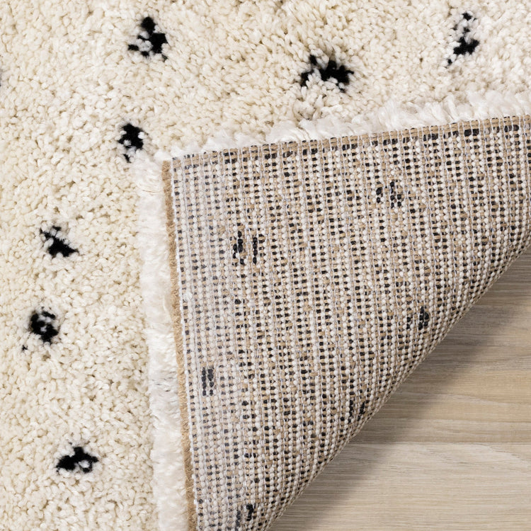 Maroq Cream Black Polka Dot Shag Rug by Kalora Interiors