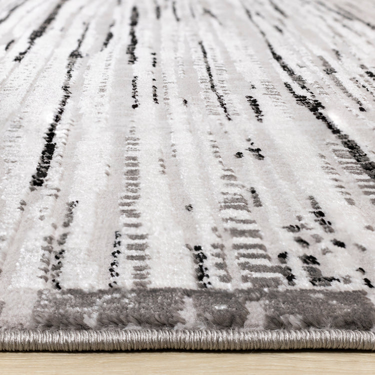 Chorus Black Grey White Iridescent Plush Rug by Kalora Interiors