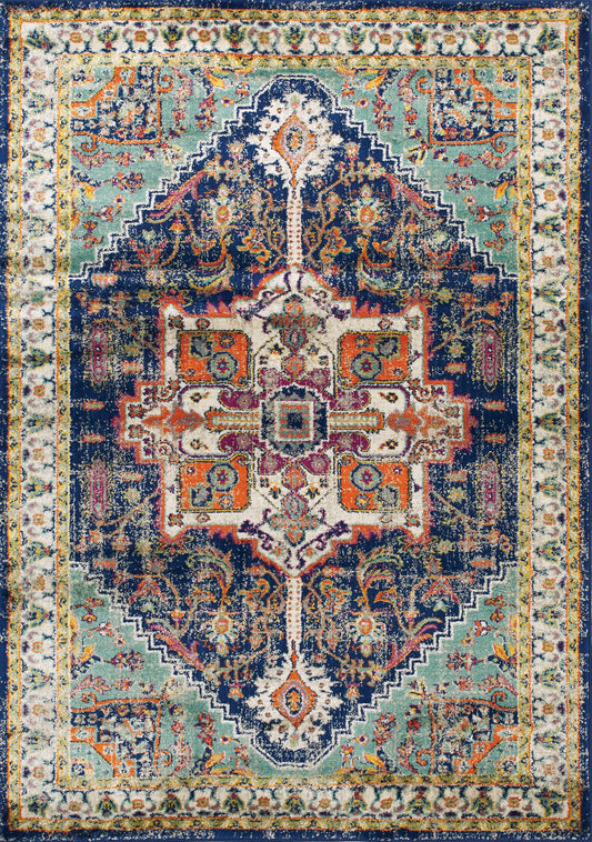 Alfombra tradicional Brighton azul beige multicolor de Kalora Interiors