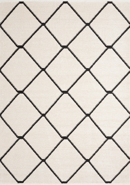 Calabar Cream Grey Lattice Rug by Kalora Interiors
